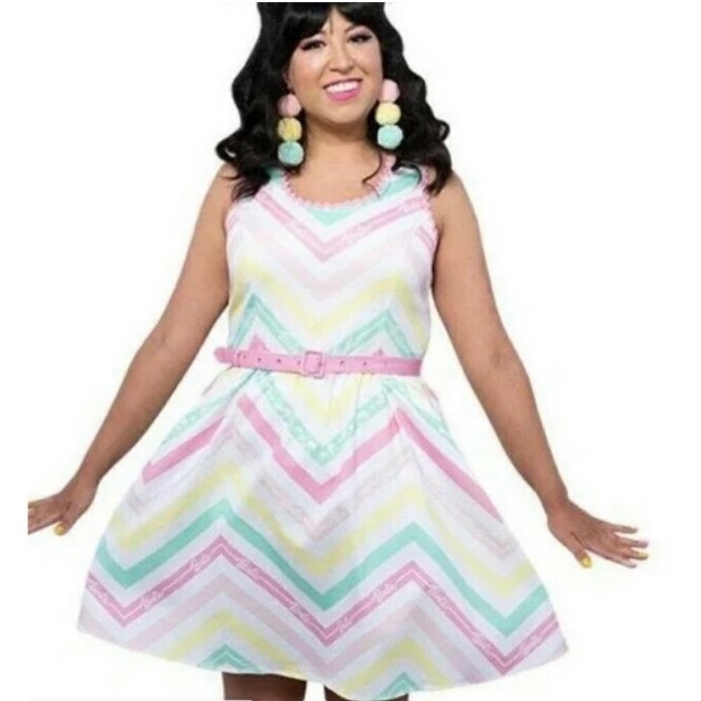 New Stitch Shoppe by Loungefly X Barbie Chevron Dress Womens XL w/Malibu Pin